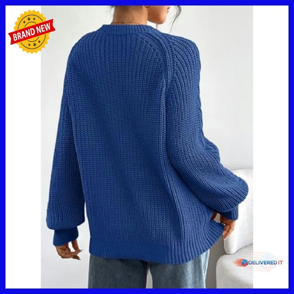 Oversized Cable Knit Pullover Sweater Soft Cotton Blend Fall Winter - Picture 5 of 7